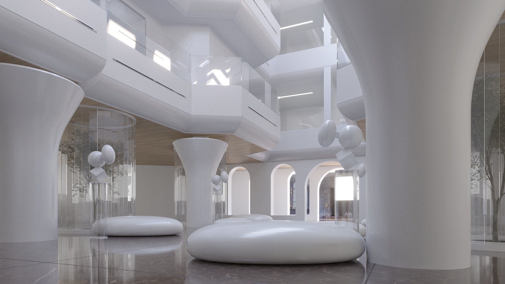 Futuristic Shopping Center 3D model_2