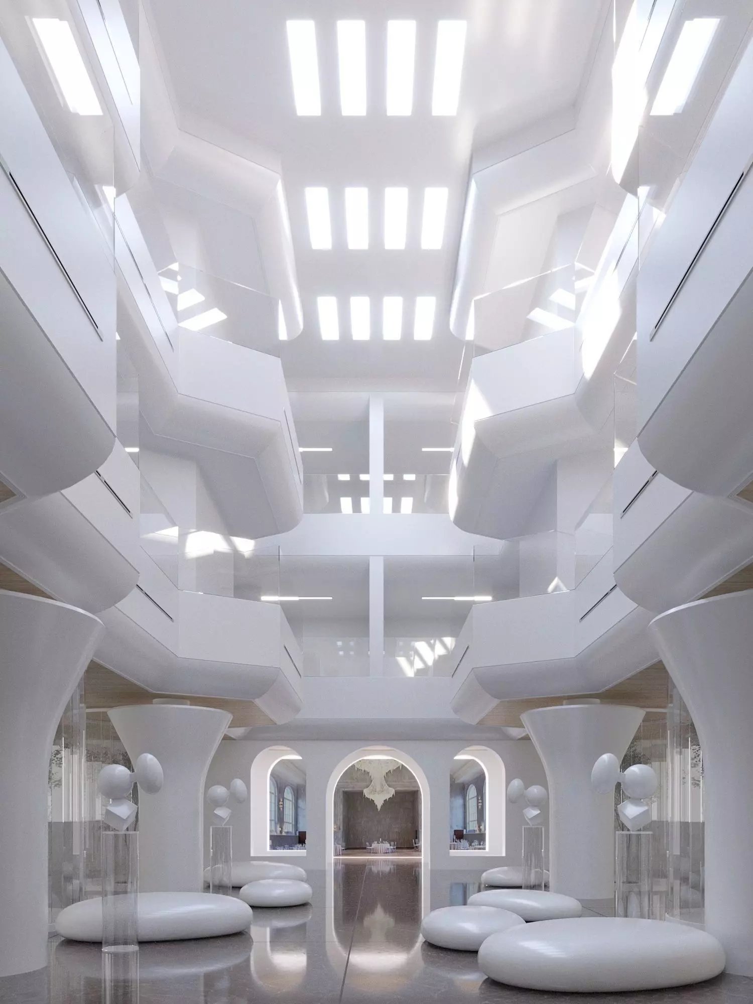 Futuristic Shopping Center 3D model_0