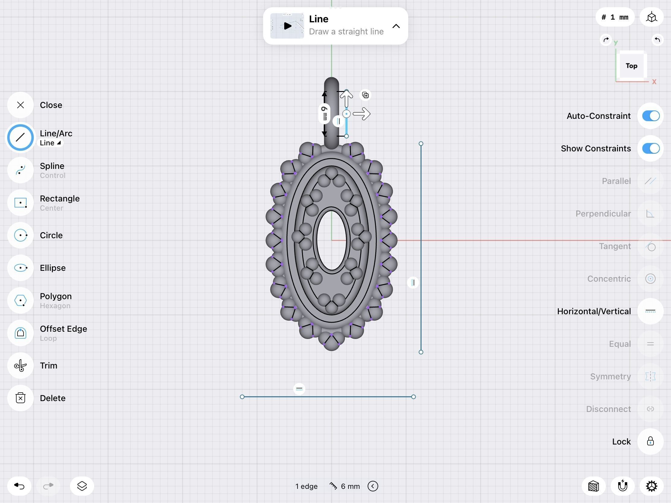 Oval milgrain pendant stl file  3D print model_6