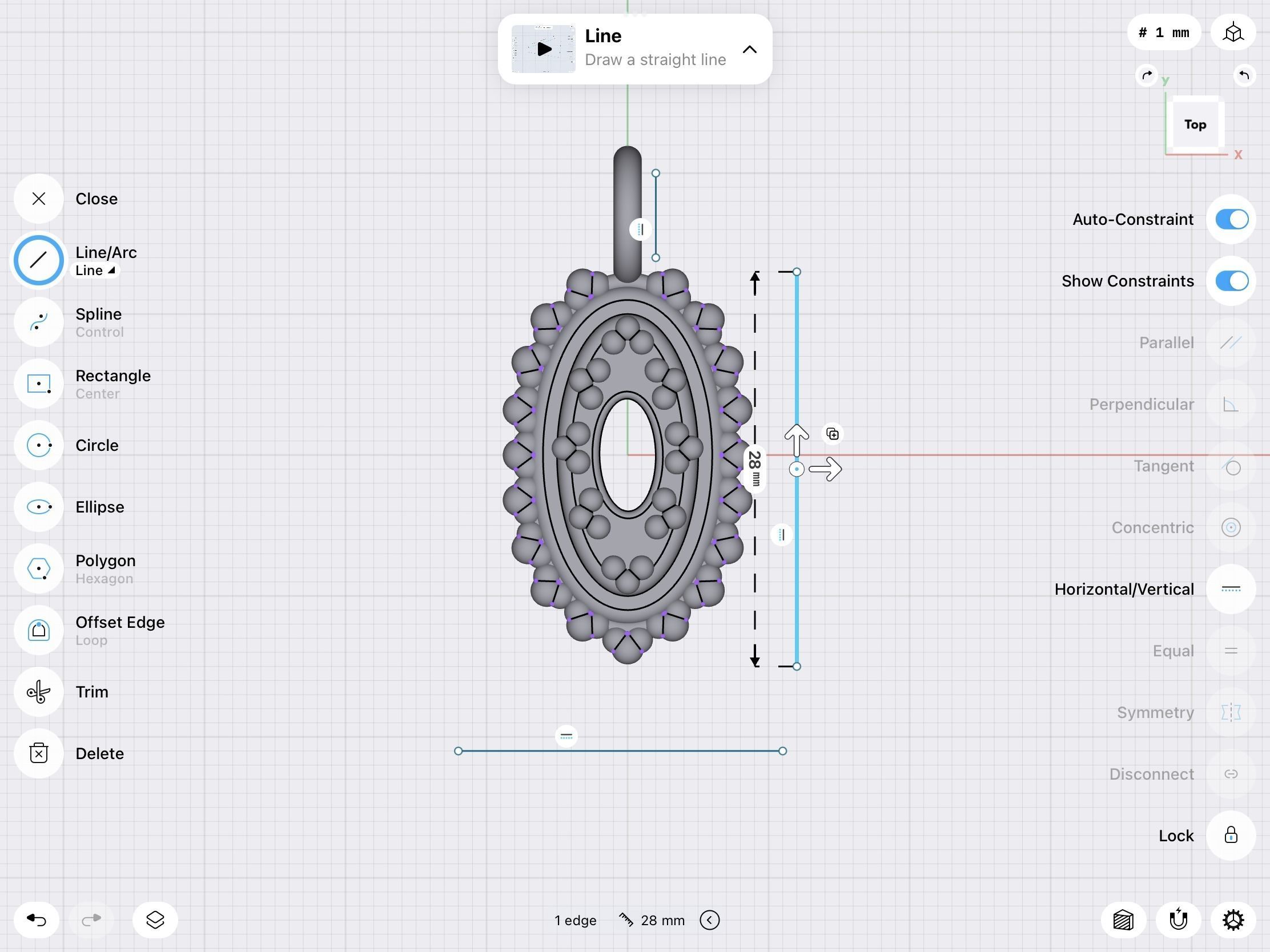 Oval milgrain pendant stl file  3D print model_8