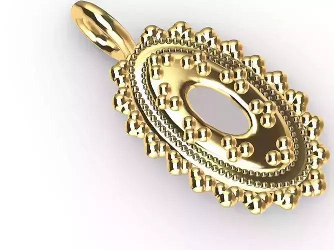 Oval milgrain pendant stl file 