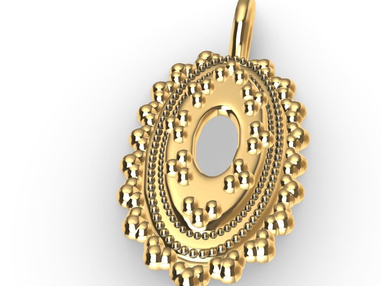 Oval milgrain pendant stl file  3D print model_2
