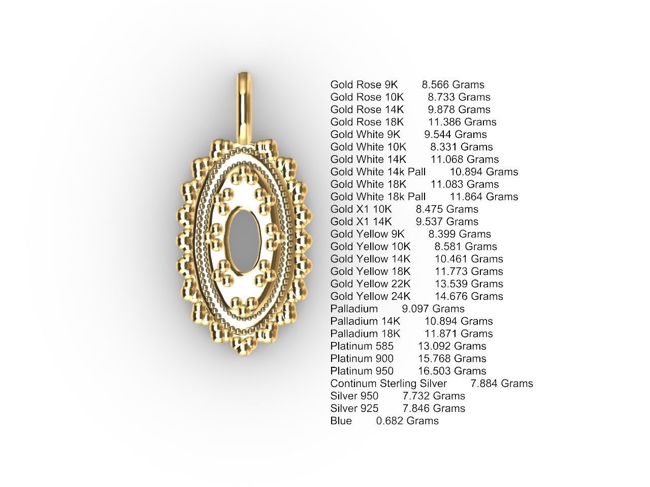 Oval milgrain pendant stl file  3D print model_12