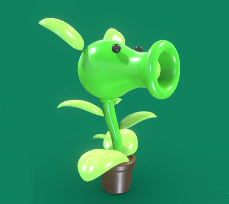 Plants Peashooter Low-poly 3D model_3