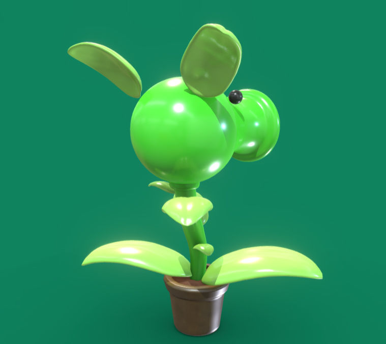 Plants Peashooter Low-poly 3D model_5