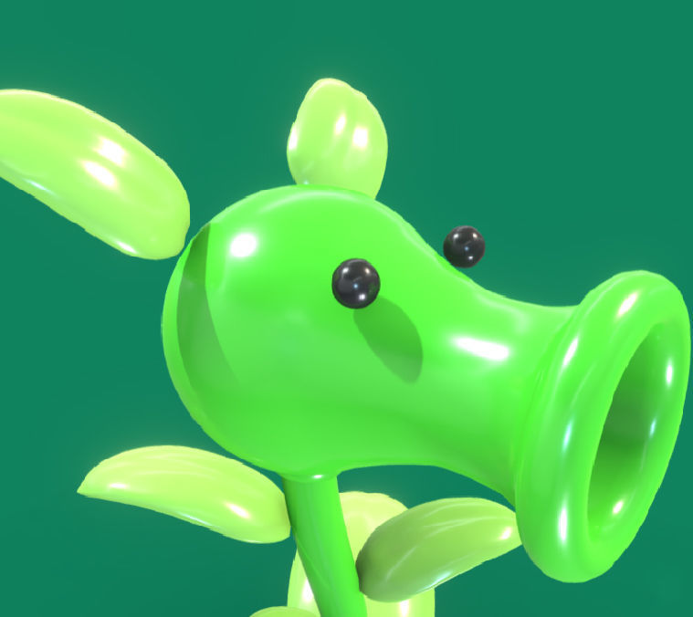 Plants Peashooter Low-poly 3D model_4