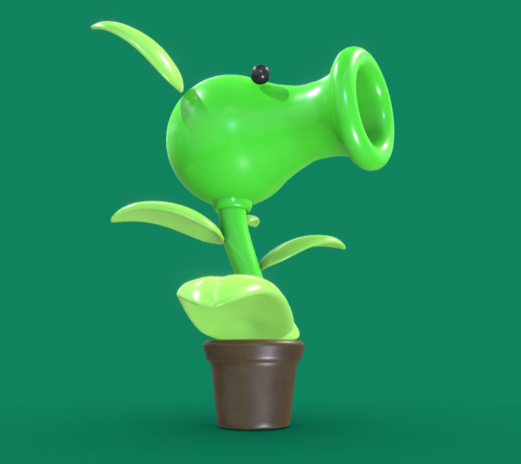 Plants Peashooter Low-poly 3D model_6