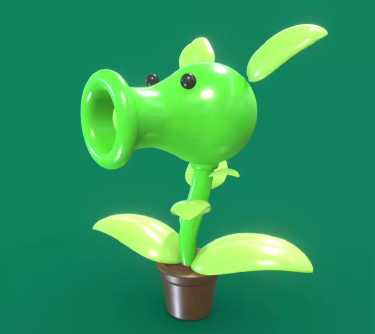 Plants Peashooter Low-poly 3D model_0