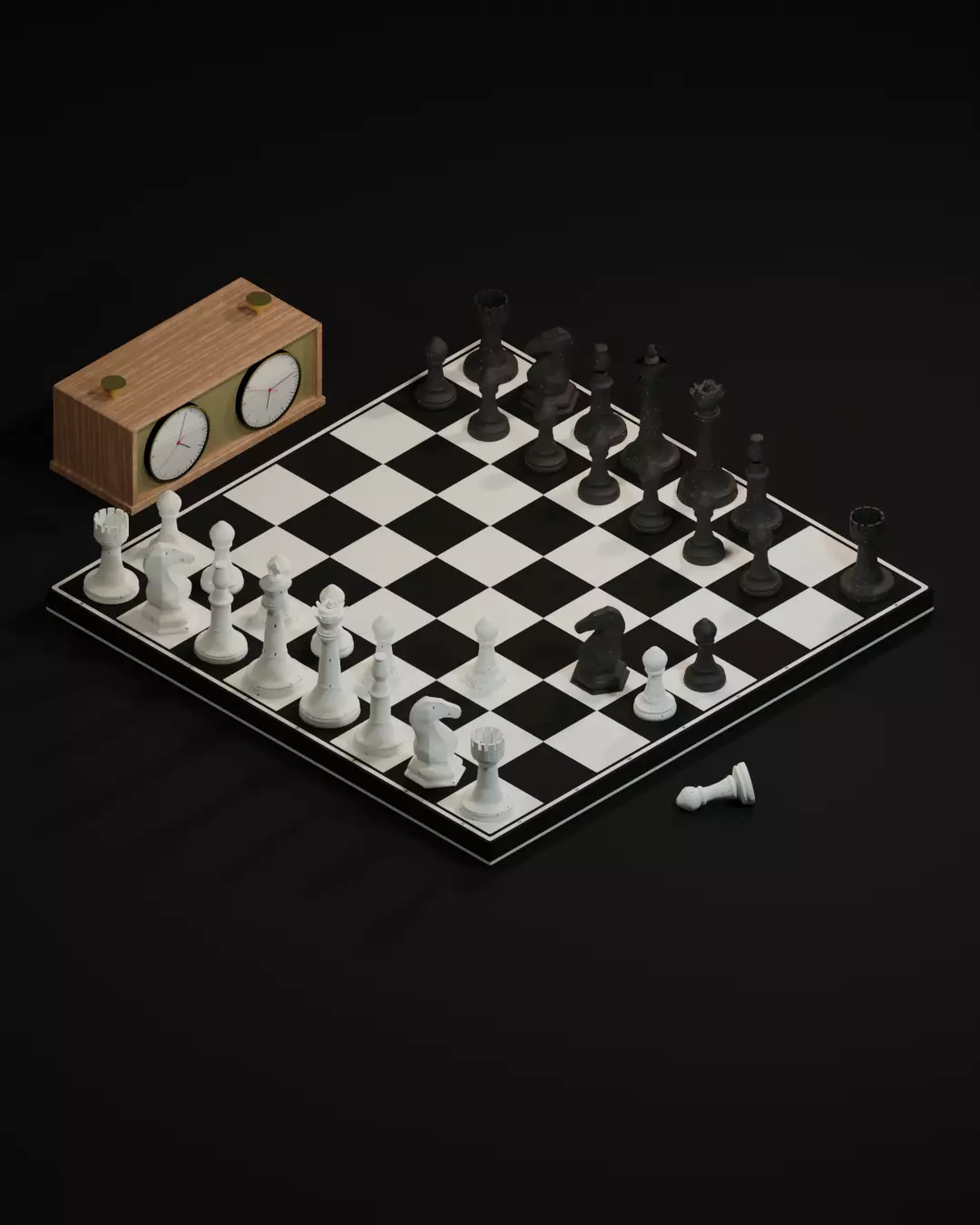 Chess Game Low-poly 3D model_0