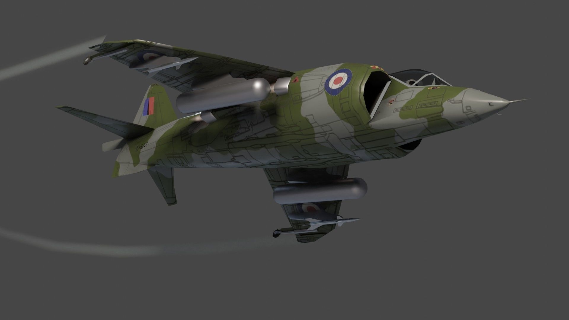 Hawker Harrier jet fighter Low-poly 3D model_11