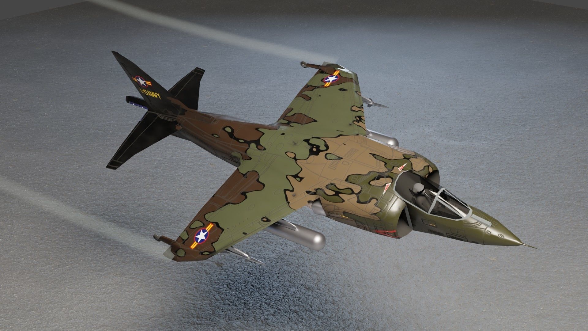 Hawker Harrier jet fighter Low-poly 3D model_12