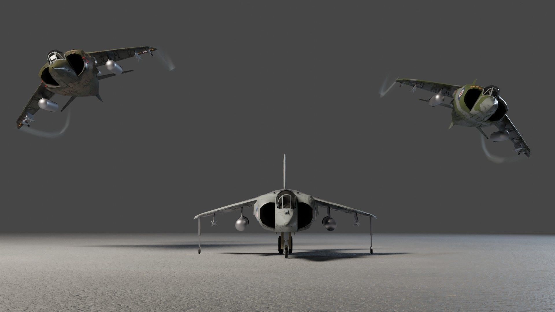 Hawker Harrier jet fighter Low-poly 3D model_5