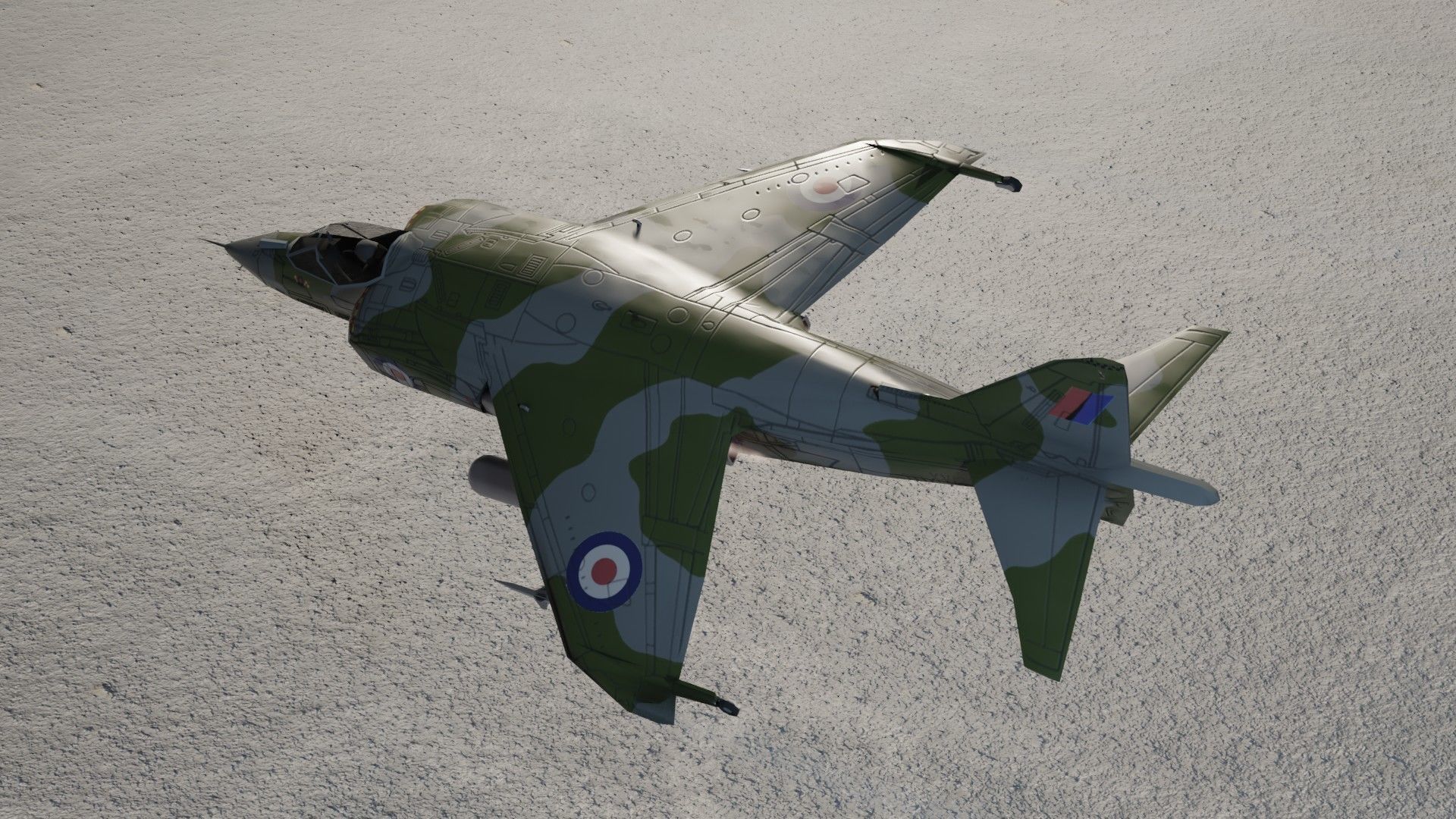 Hawker Harrier jet fighter Low-poly 3D model_10