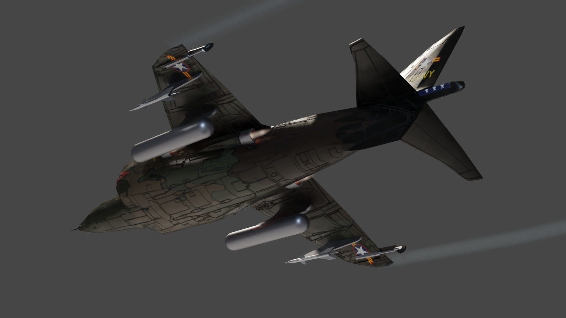 Hawker Harrier jet fighter Low-poly 3D model_13