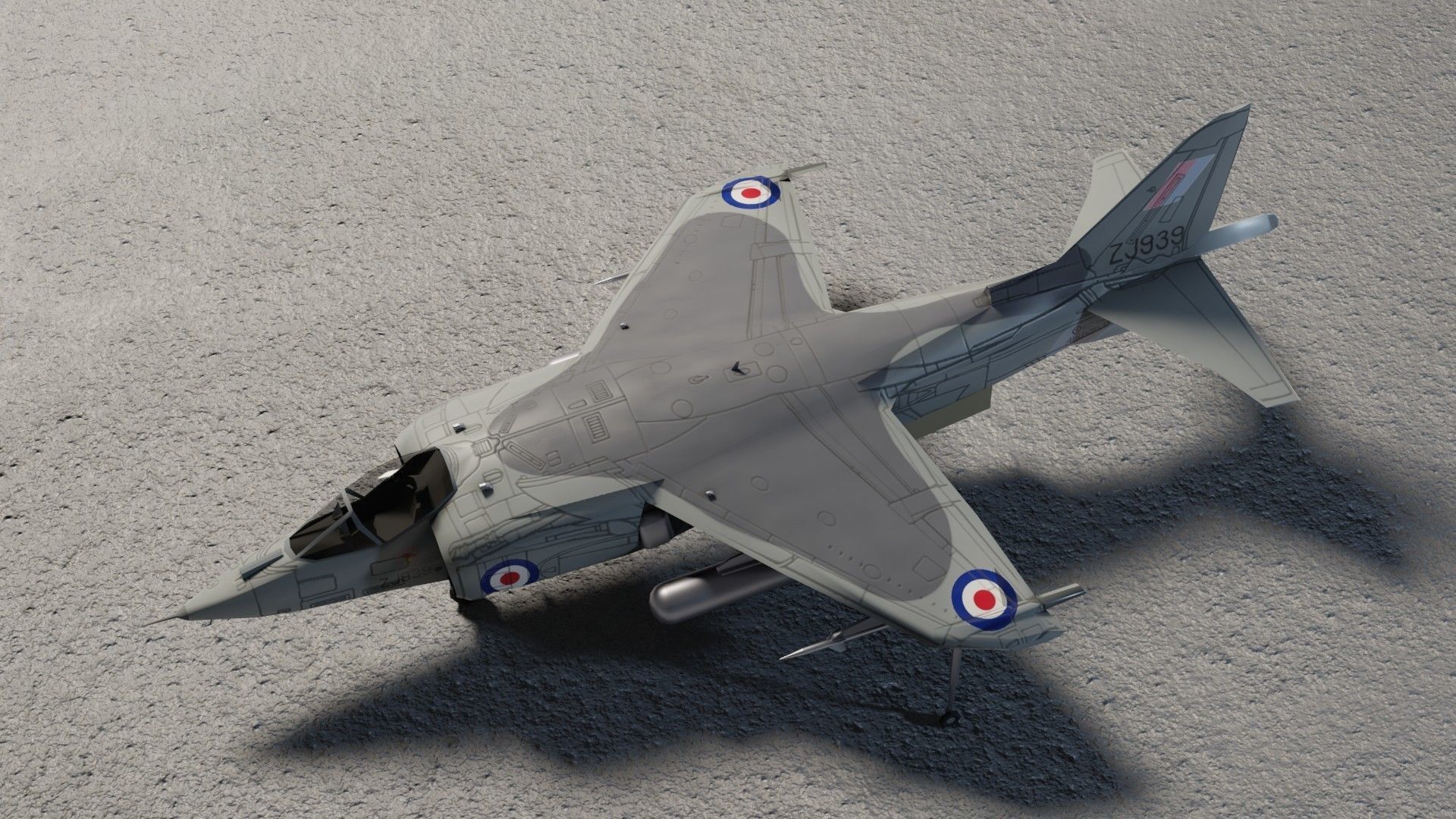 Hawker Harrier jet fighter Low-poly 3D model_7