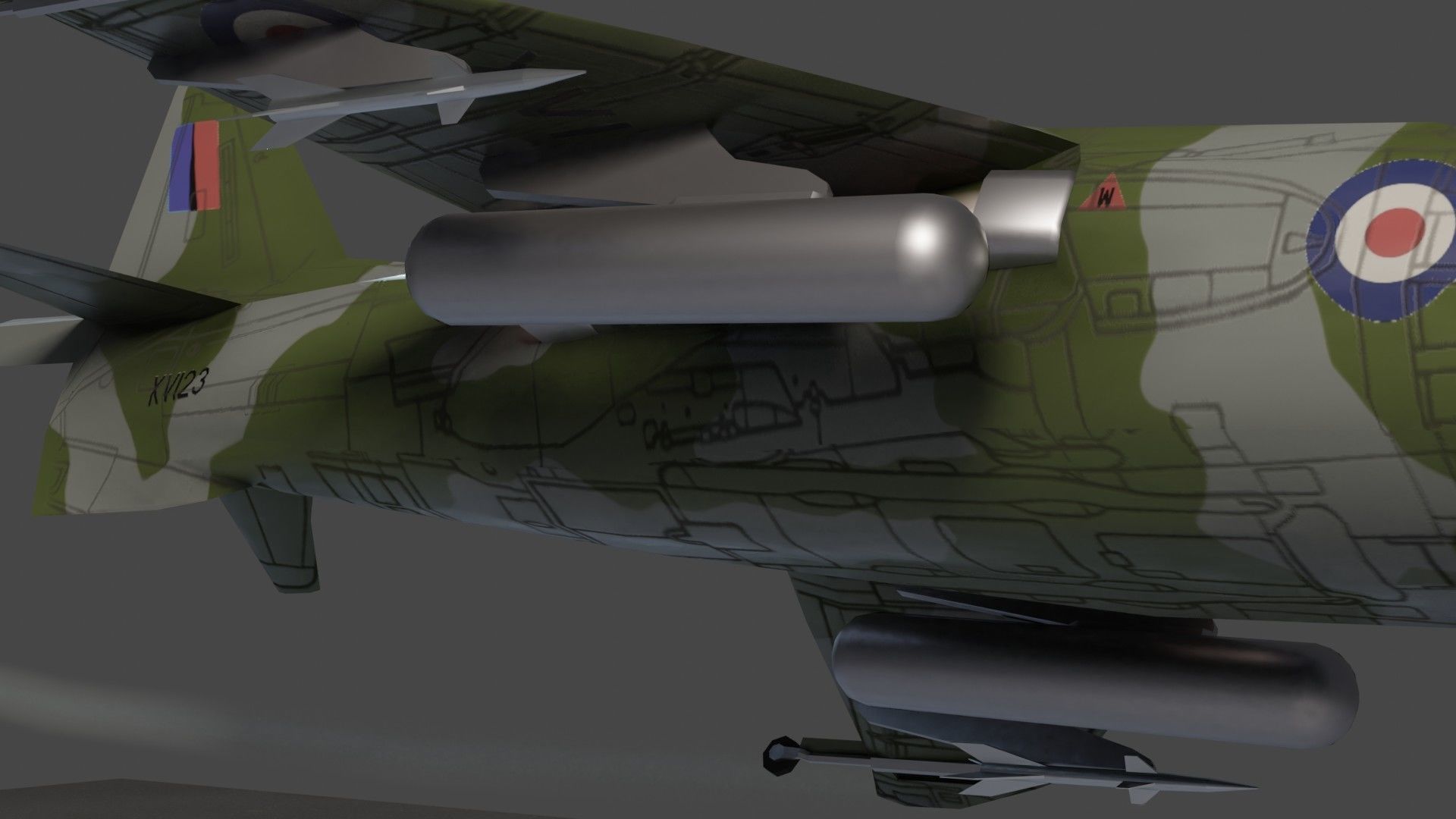 Hawker Harrier jet fighter Low-poly 3D model_15