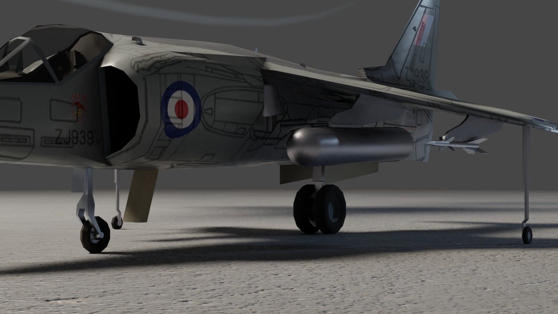 Hawker Harrier jet fighter Low-poly 3D model_16