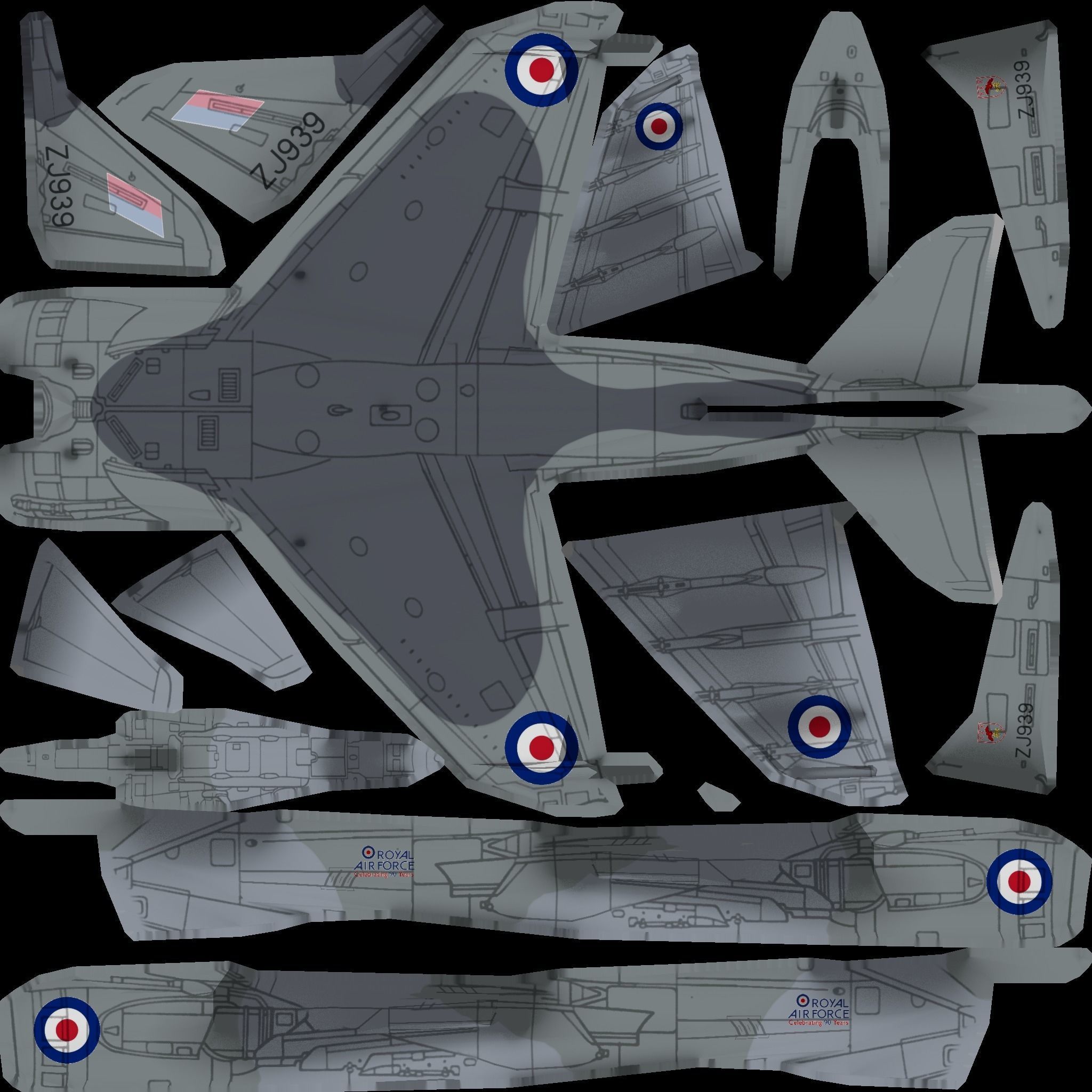 Hawker Harrier jet fighter Low-poly 3D model_18