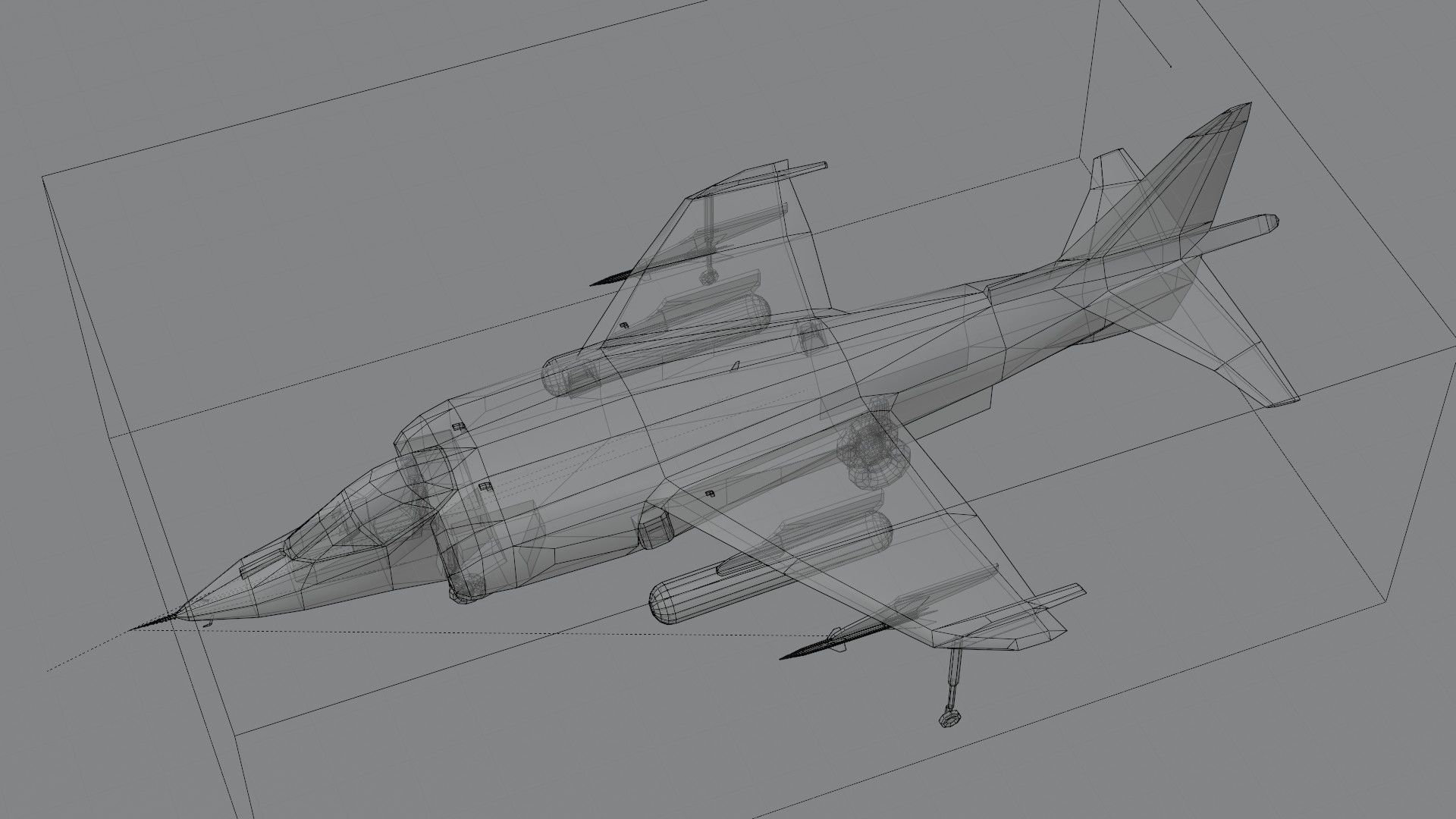 Hawker Harrier jet fighter Low-poly 3D model_8