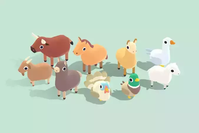 Quirky Series - Farm Animals Vol 2 Low-poly 3D model