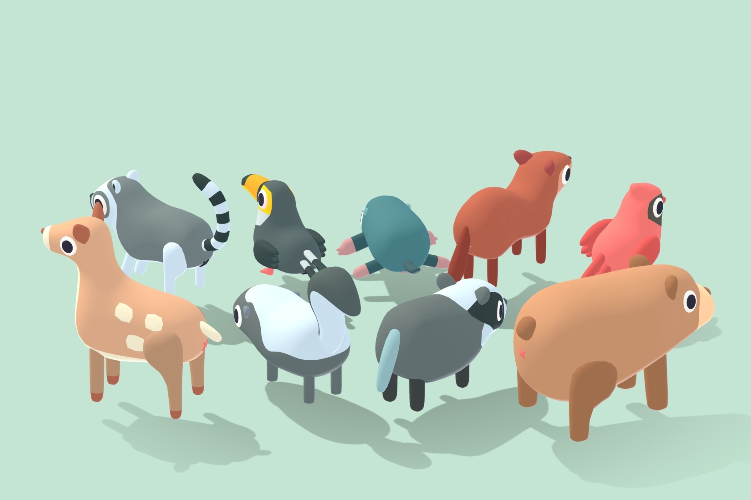 Quirky Series - Forest Animals Vol 2 Low-poly 3D model_3