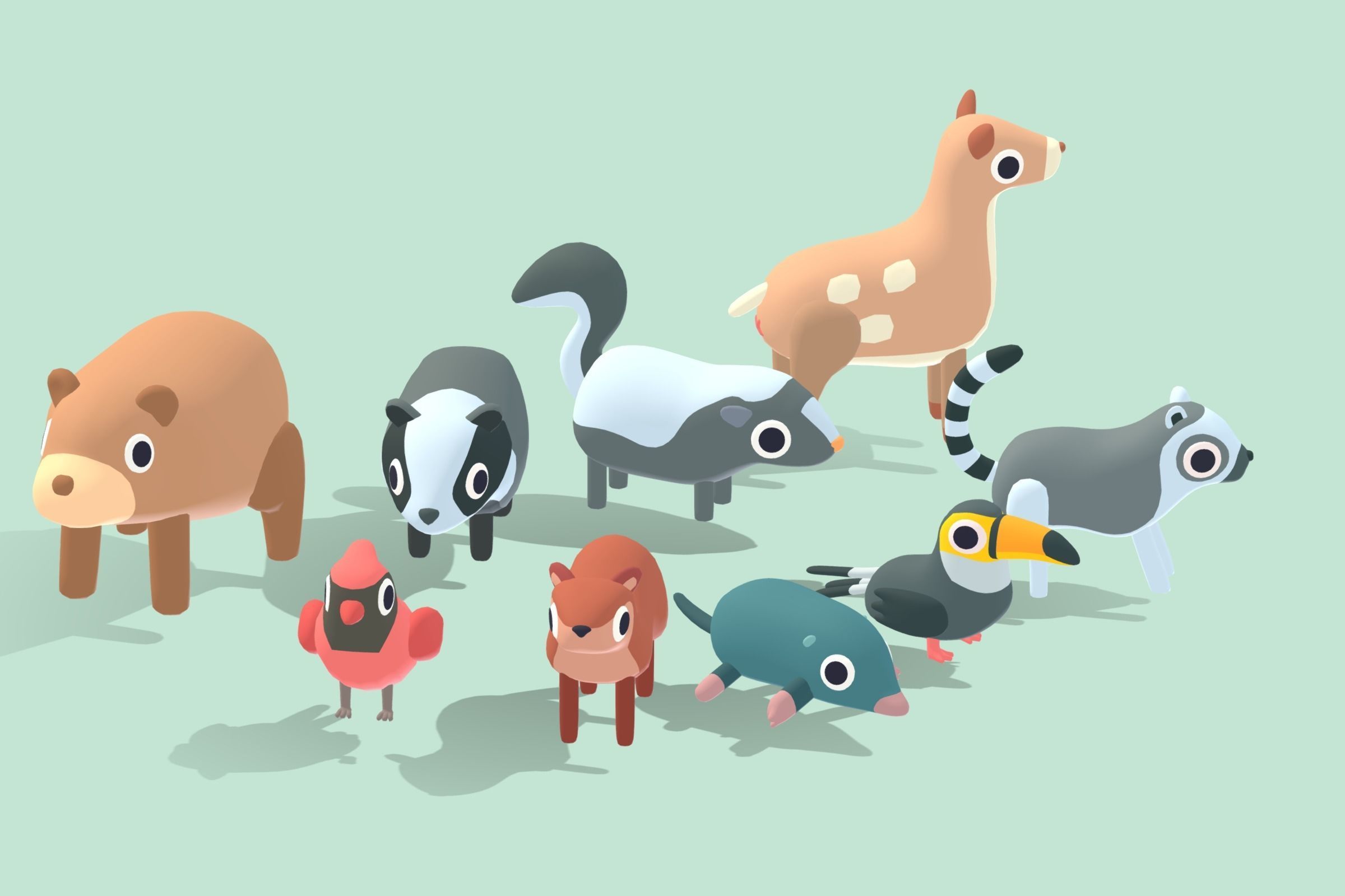 Quirky Series - Forest Animals Vol 2 Low-poly 3D model_2