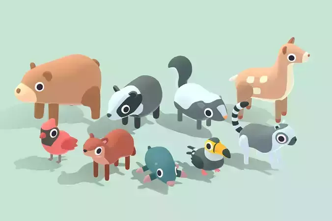 Quirky Series - Forest Animals Vol 2 Low-poly 3D model