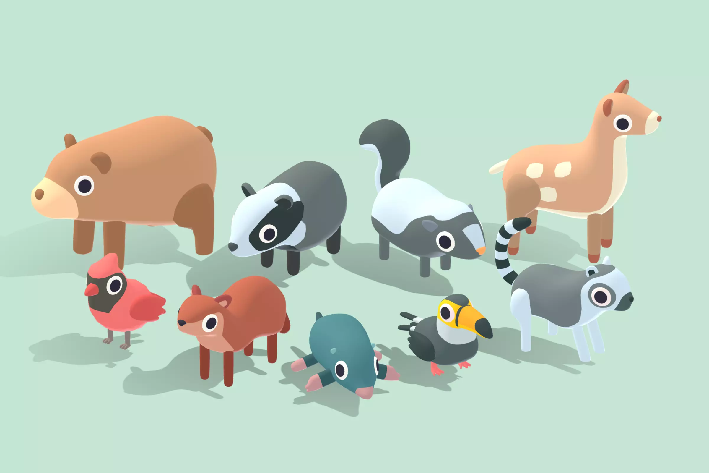 Quirky Series - Forest Animals Vol 2 Low-poly 3D model_0