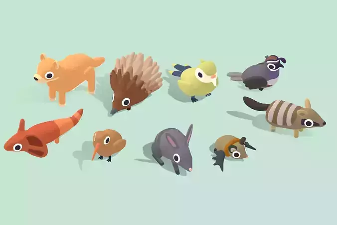 Quirky Series - Island Animals Vol 2 Low-poly 3D model