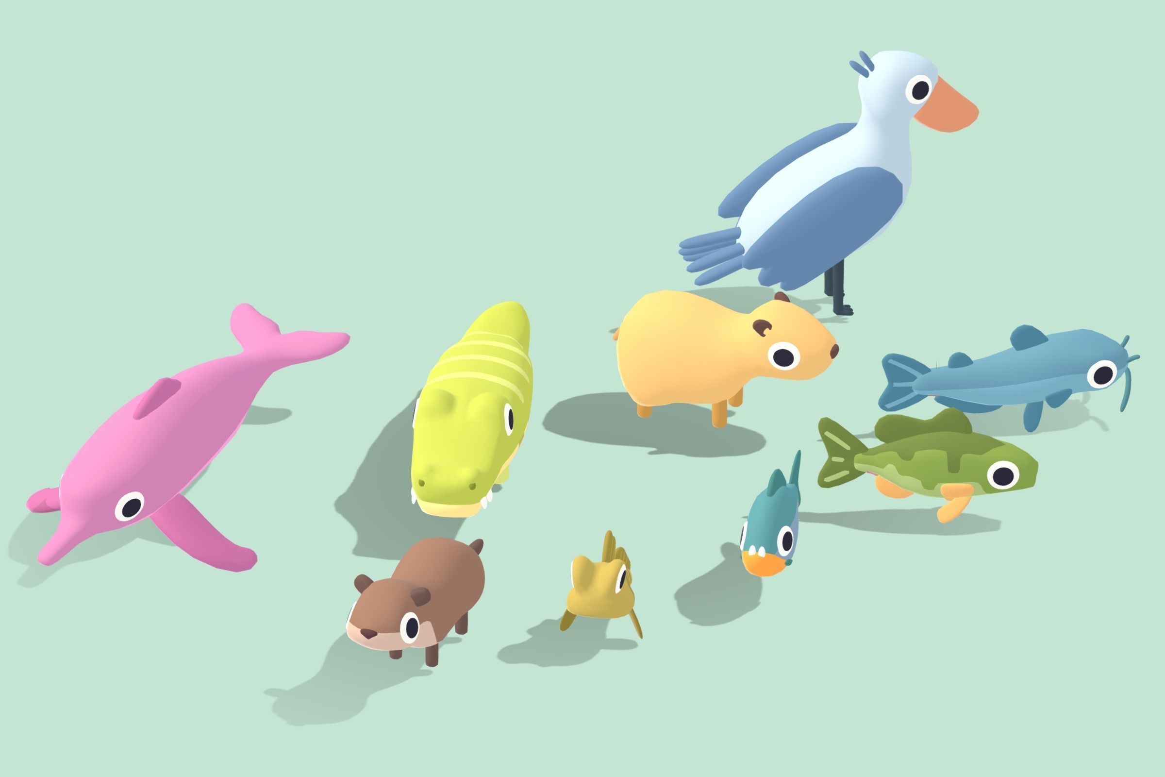 Quirky Series - River Animals Vol 2 Low-poly 3D model_2