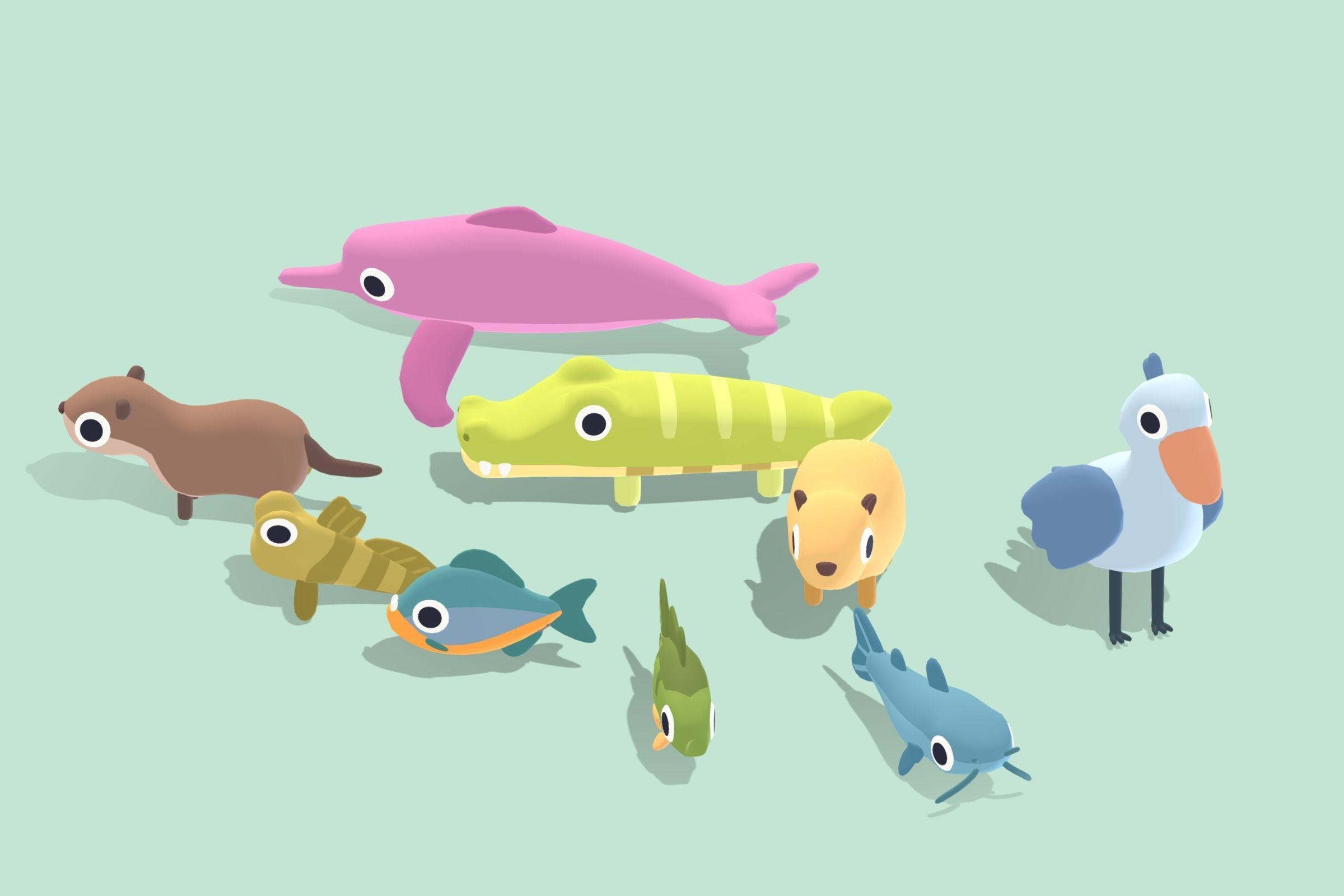 Quirky Series - River Animals Vol 2 Low-poly 3D model_1