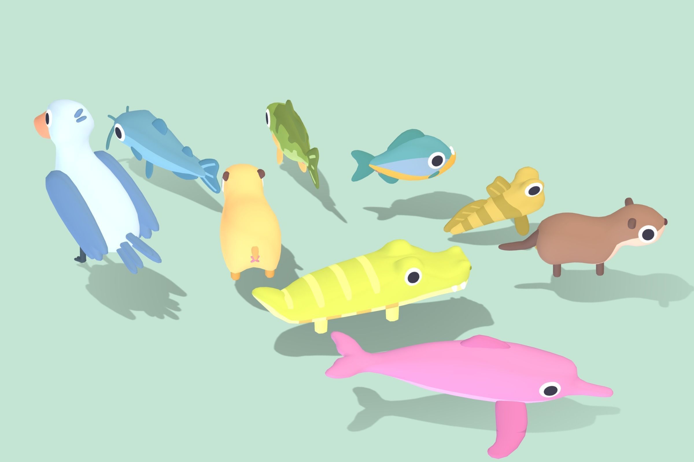 Quirky Series - River Animals Vol 2 Low-poly 3D model_3