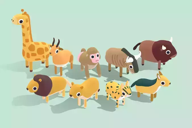 Quirky Series - Safari Animals Vol 2 Low-poly 3D model