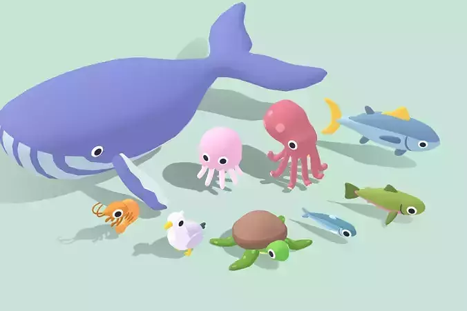 Quirky Series - Sea Animals Vol 2 Low-poly 3D model