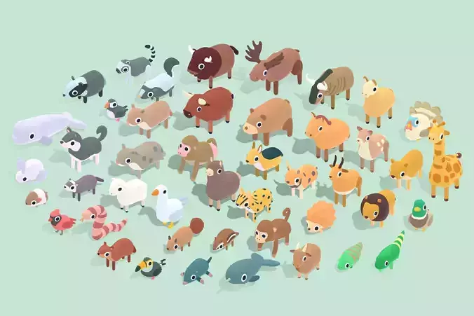Quirky Series - Animals Mega Pack Vol 3 Low-poly 3D model