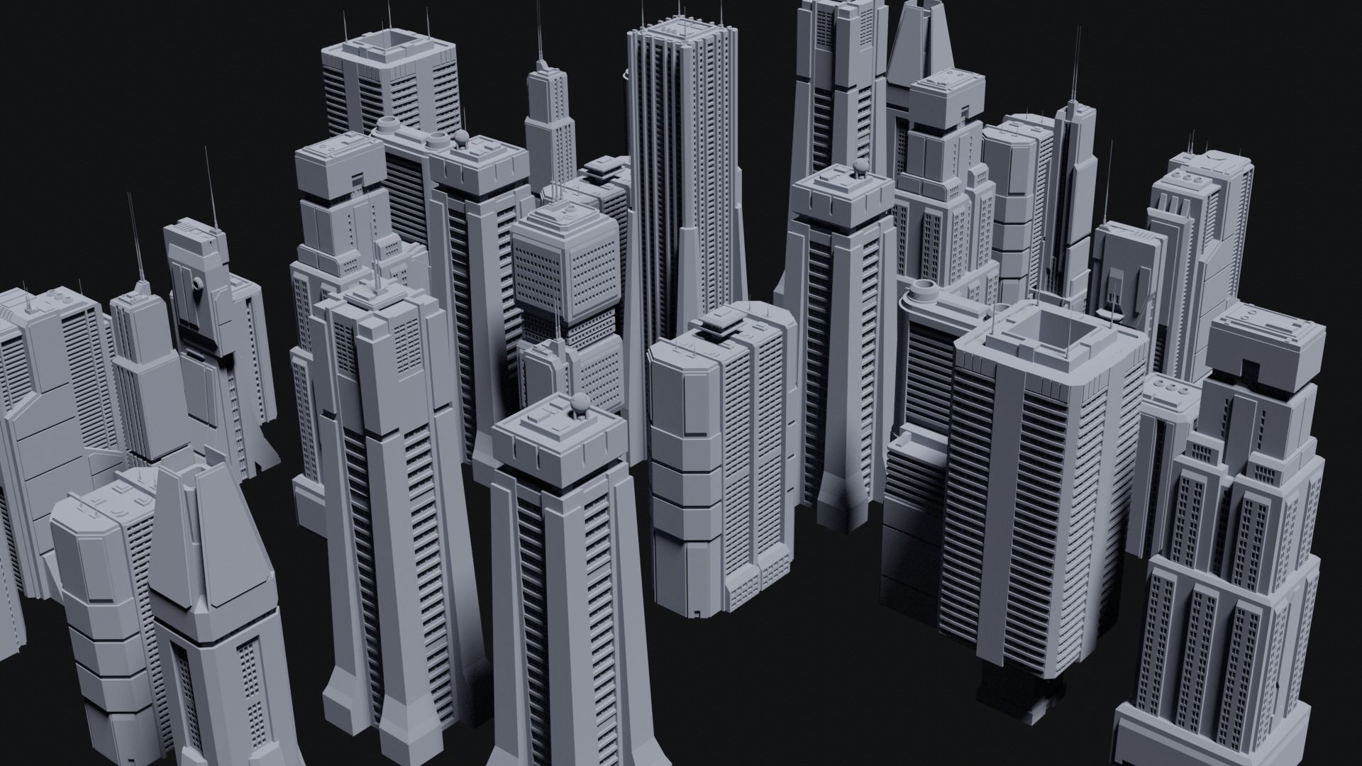 Sci-Fi building dressing kitbash PACK - 5  Low-poly 3D model_2