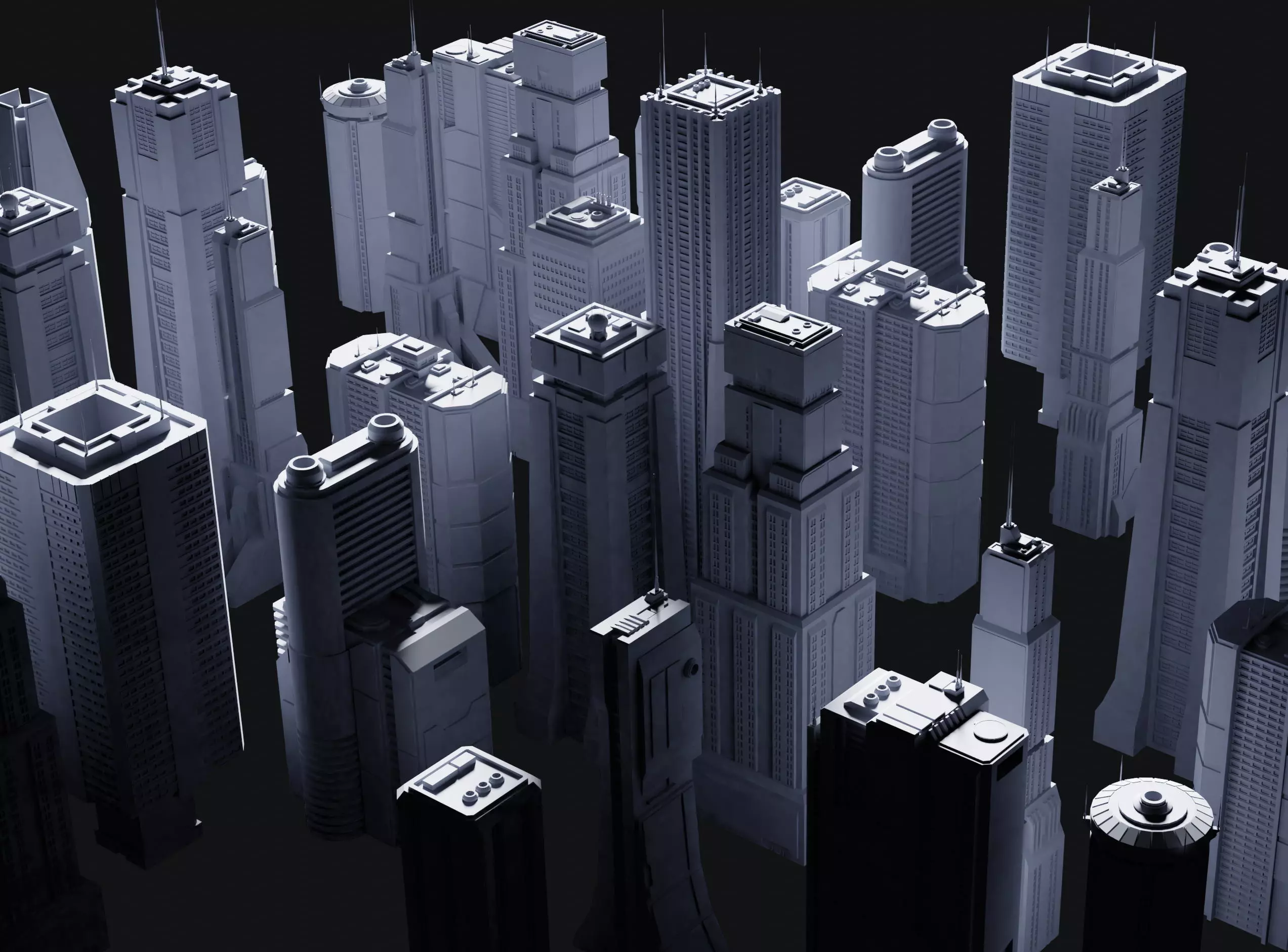 Sci-Fi building dressing kitbash PACK - 5  Low-poly 3D model_0