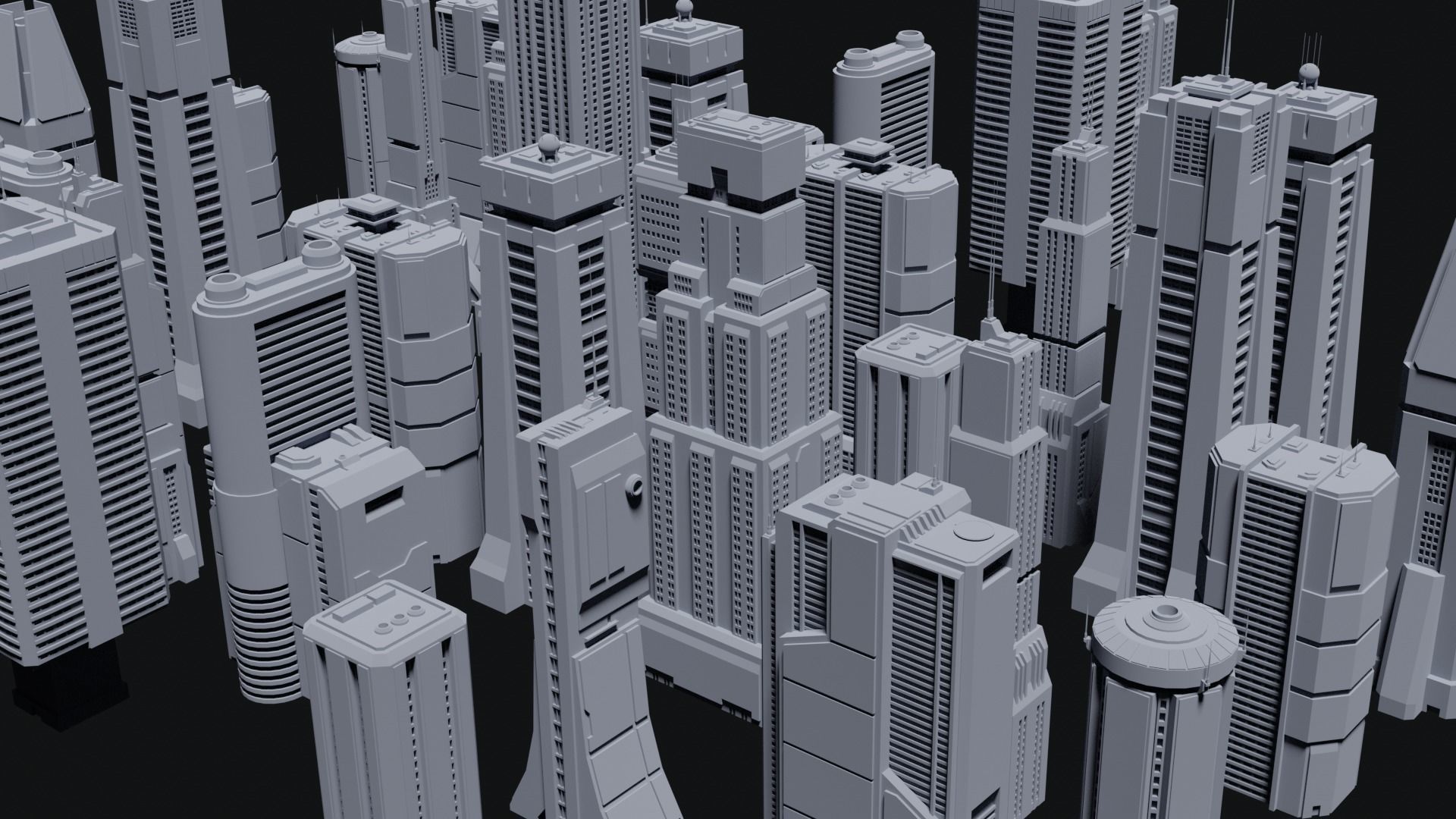 Sci-Fi building dressing kitbash PACK - 5  Low-poly 3D model_3