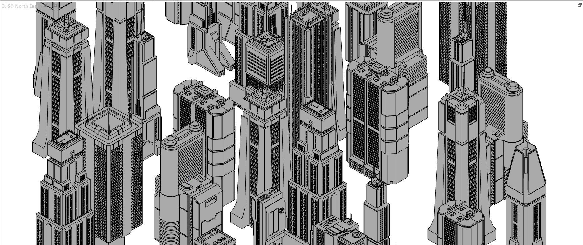 Sci-Fi building dressing kitbash PACK - 5  Low-poly 3D model_7