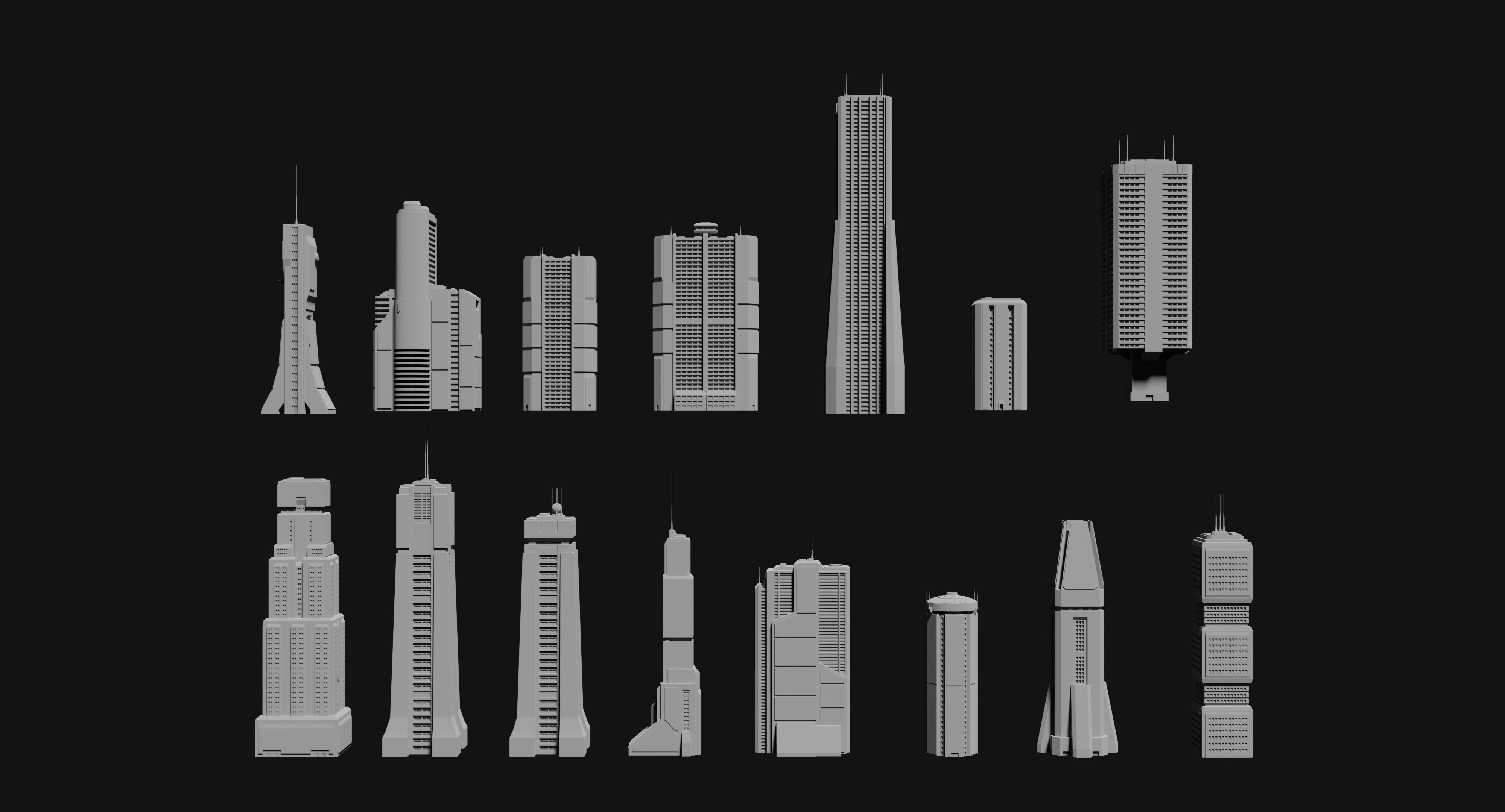 Sci-Fi building dressing kitbash PACK - 5  Low-poly 3D model_5