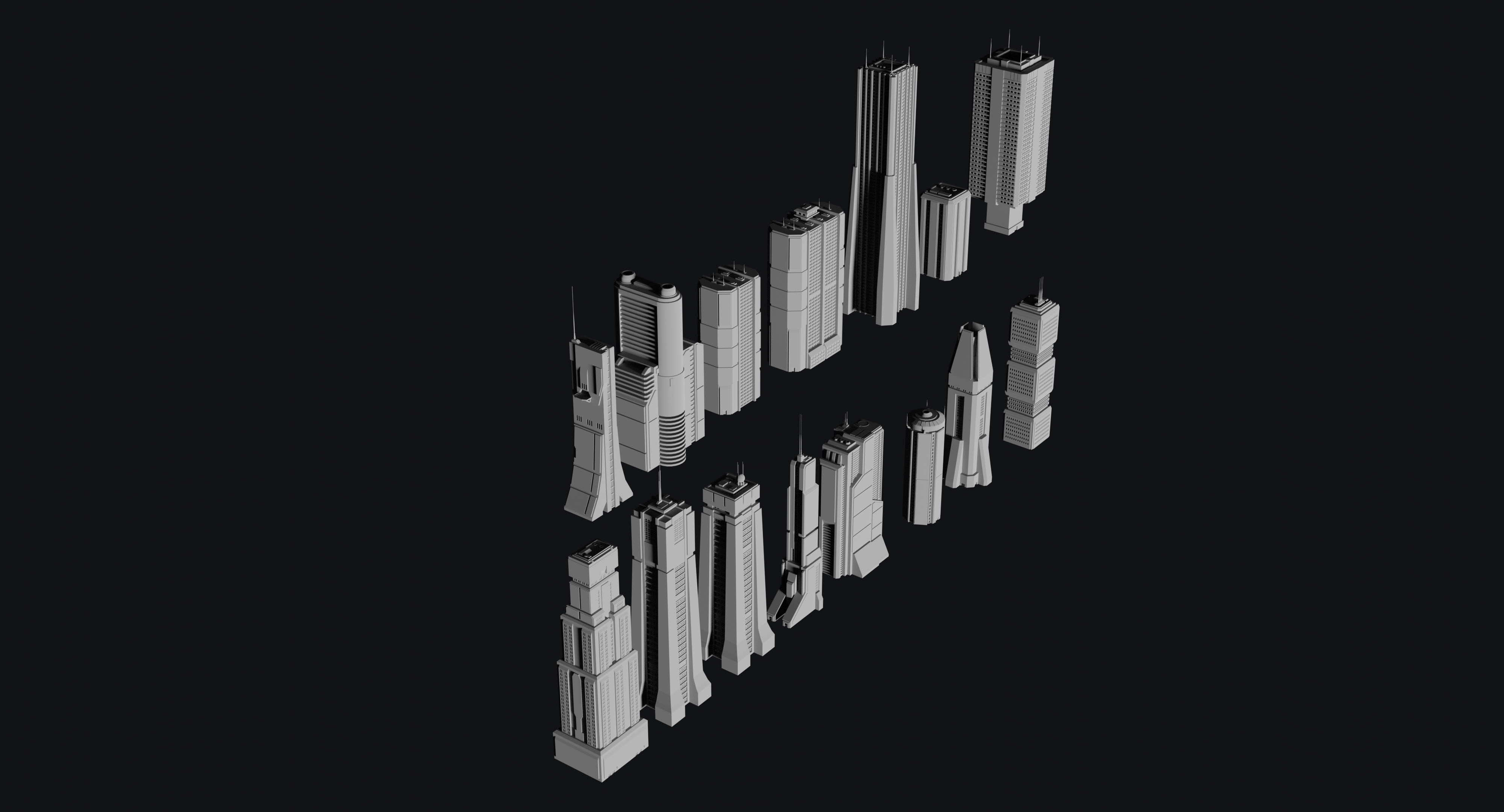 Sci-Fi building dressing kitbash PACK - 5  Low-poly 3D model_6