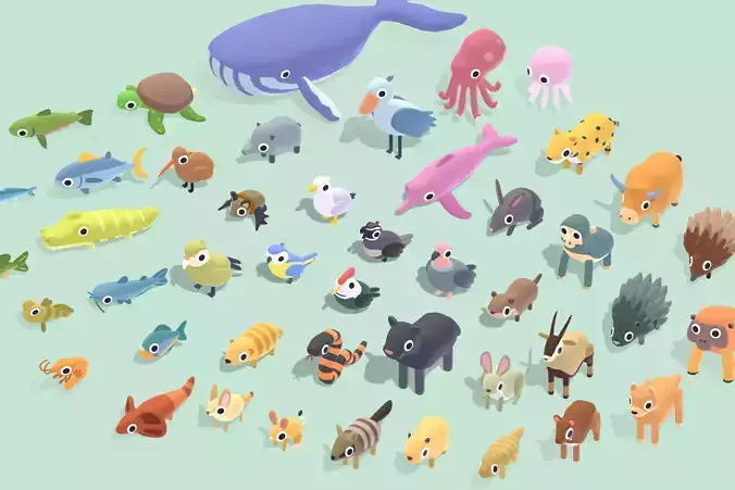 Quirky Series - Animals Mega Pack Vol 4 Low-poly 3D model