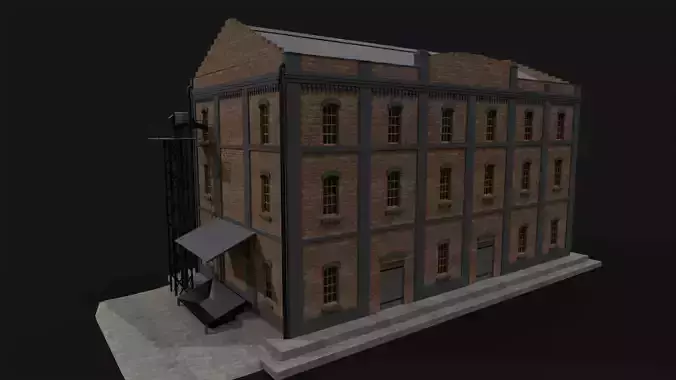 Old mill lowpoly house Low-poly 3D model