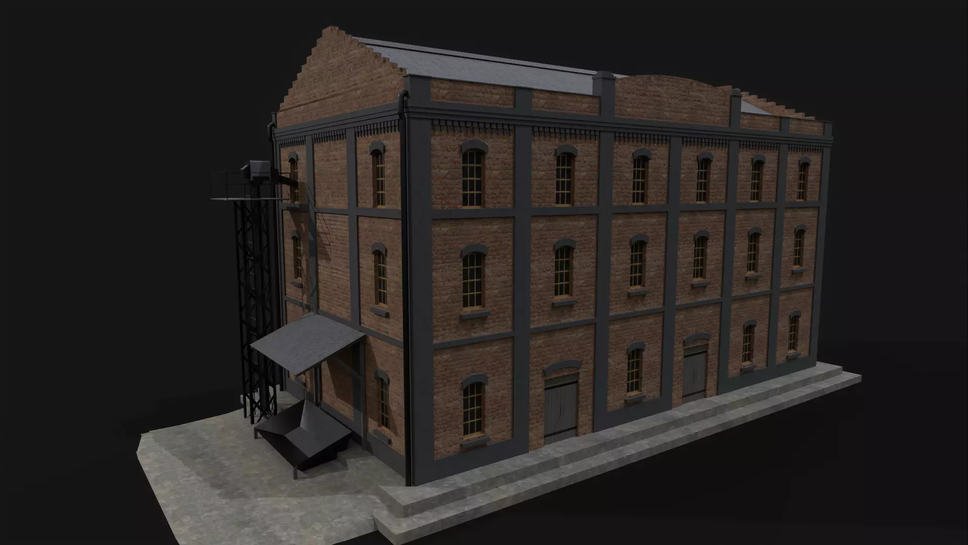 Old mill lowpoly house Low-poly 3D model_0