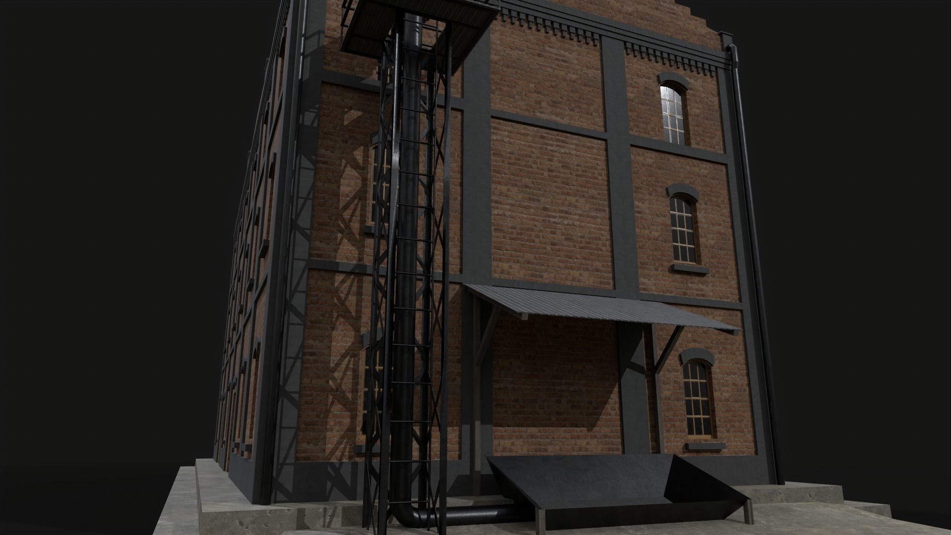 Old mill lowpoly house Low-poly 3D model_2