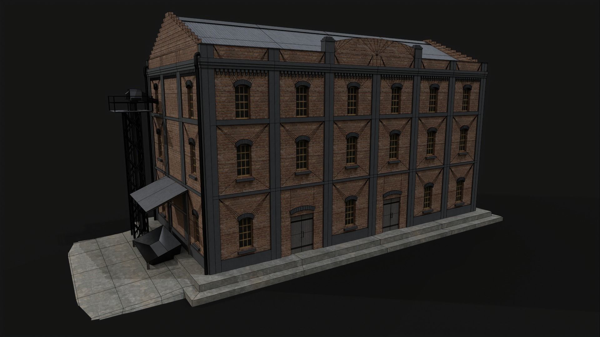 Old mill lowpoly house Low-poly 3D model_5