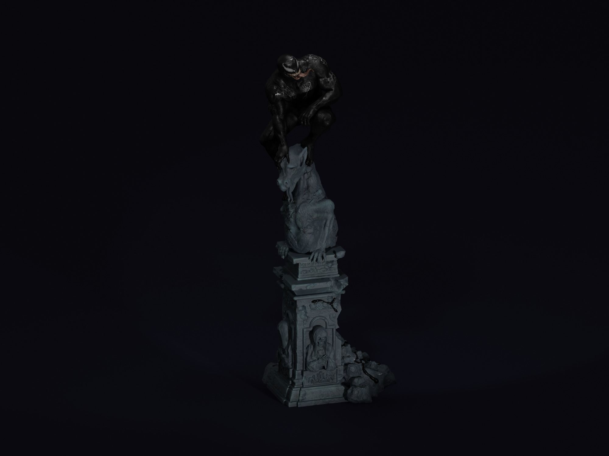 Venom and Symbiote Spider-Man 2 style 3D print model_2