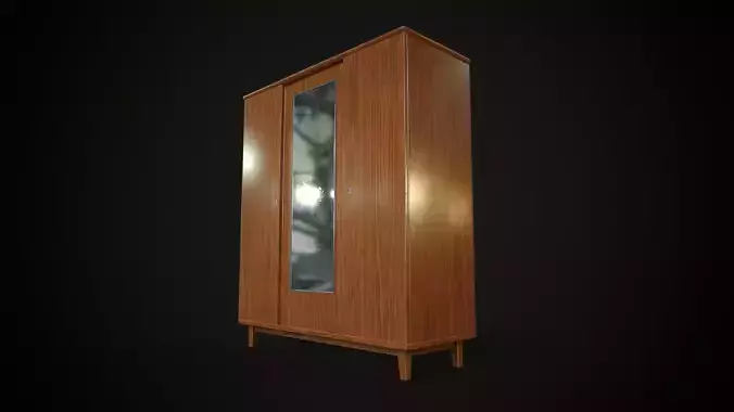 Old retro wardrobe Low-poly 3D model