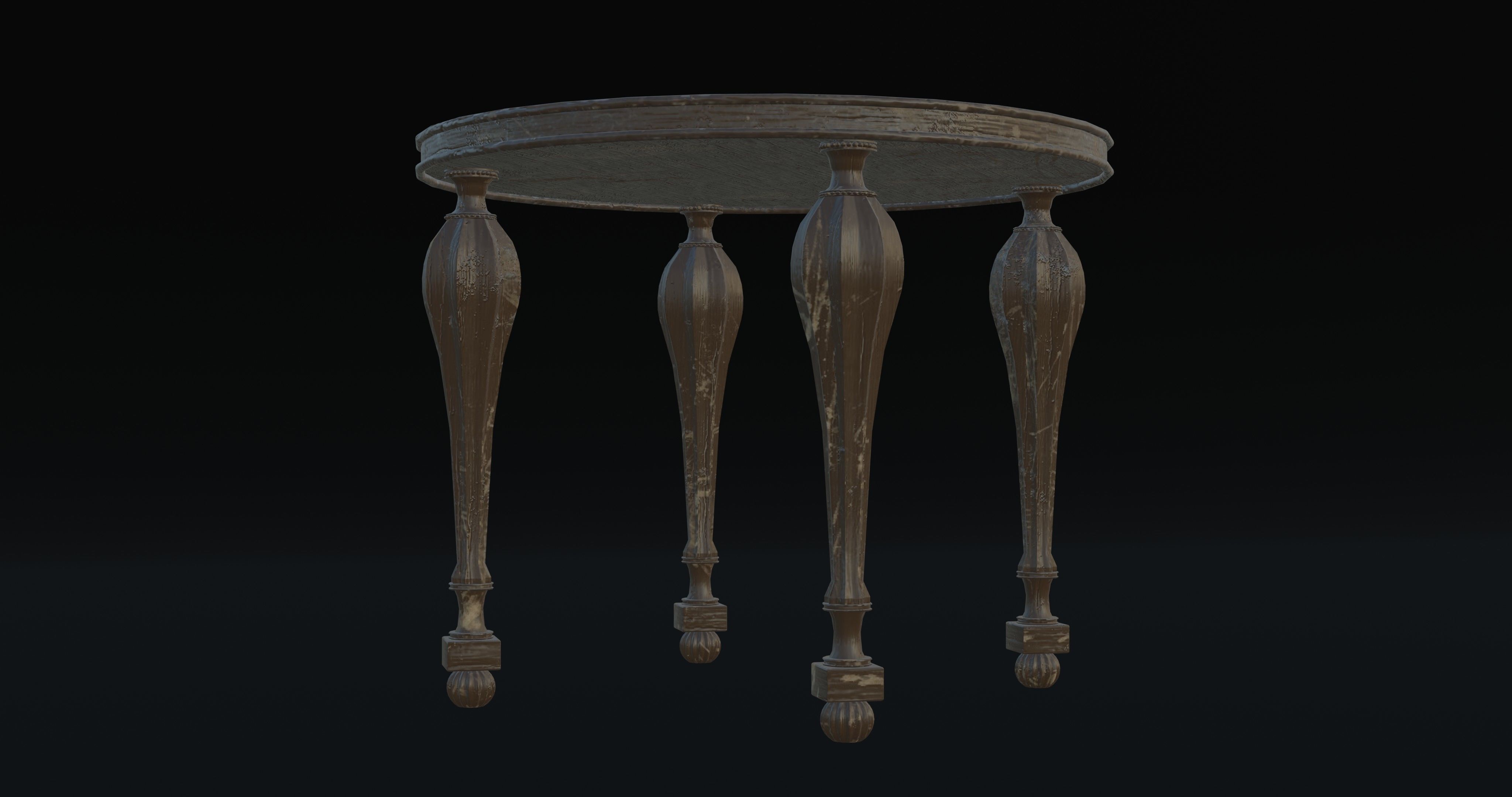Victorian Wood Table Free 3D model_1