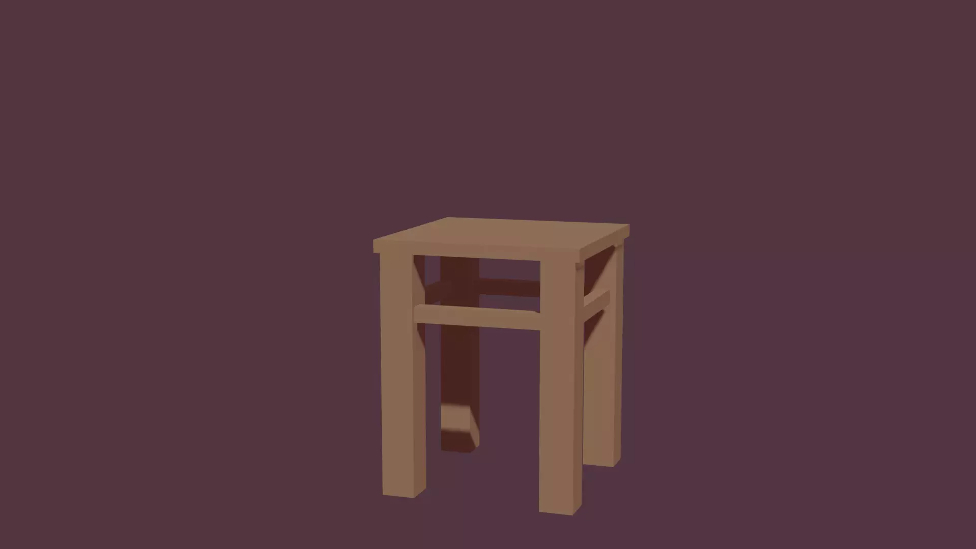 chair wooden stool Low-poly 3D model_0